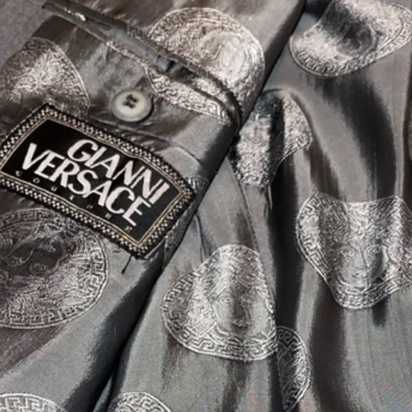 Versace Medusa Head Interior Lining Men's Black Blazer Sz 42R Sport Coat